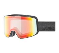 Uvex Pyrit V - Ski Goggles For Adults - Photochromic - Contrast Enhancing - Black Matt Dl/Rainbow-Clear - One Size
