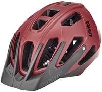 uvex quatro cc - safe MTB helmet for women and men - individually adjustable fit - adjustable visor - dark red - black matt - 52-57 cm