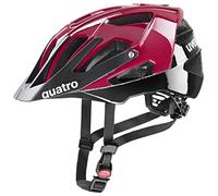 uvex quatro - safe MTB helmet for women and men - individually adjustable fit - washable inner padding - ruby red-black - 52-57 cm