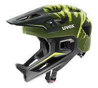 uvex react jr. fullface - lightweight bike helmet for kids - individual fit - washable interior - dark olive matt - 52-56 cm