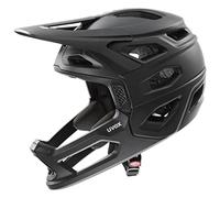 uvex Revolt - Extremely Lightweight Mountain Bike Helmet for Men & Women - Individual Fit - Removable Chinguard - all Black Matt - 52-57 cm