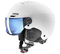 Ski helmet with visor Uvex ROCKET JUNIOR VISOR (WHITE BLACK MAT - S2 MIRROR BLUE) Junior