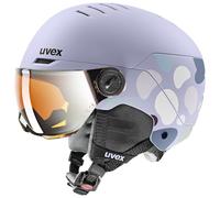 uvex rocket jr visor - sturdy ski helmet for kids - filter category 2 - optimized ventilation - cool lavender abstract matt - 54-58 cm