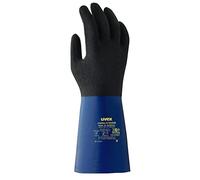 Uvex Rubiflex S XG 35 B Chemical Protective Glove, Nitrile Coating, Black/Blue, Size 9