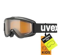uvex Speedy Pro - Ski Goggles For Kids - Filter Category 2 - Contrast Enhancing - Black Sl/Lasergold - One Size