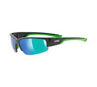 uvex Sportstyle 215 - Sports Sunglasses for Men and Women - Mirrored Lenses - Comfortable & Non-Slip - Black Matt Green/Green - One Size