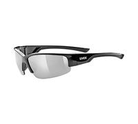 uvex Sportstyle 215 - Sports Sunglasses for Men and Women - Mirrored Lenses - Comfortable & Non-Slip - Black/Silver - One Size