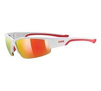 uvex Sportstyle 215 - Sports Sunglasses for Men and Women - Mirrored Lenses - Comfortable & Non-Slip - White Red/Red - One Size