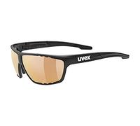 uvex Sportstyle 706 CV V - Sports Sunglasses for Men and Women - Self-Tinting & Mirrored Lenses - Contrast Enhancing - Black Matt/Red - One Size
