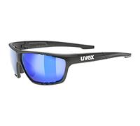 uvex Sportstyle 706 - Sports Sunglasses for Men and Women - Mirrored Lenses - Anti-Fog Technology - Black Matt/Blue - One Size