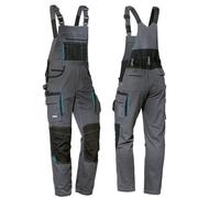 Uvex Tune-Up Long Work Trousers for Men - Elastic Waistband Dungarees with Knee Pockets - Grey - Size 56