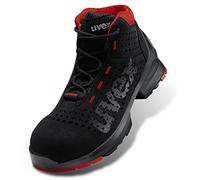 Uvex Unisex Adults Stivale Allacciato traforato S1 SRC W11 Perforated lace-up Boot, Schwarz/Rot, 3 UK