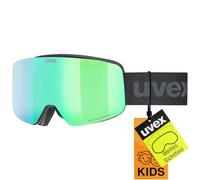 uvex Unisex-Kids, pwdr FM ski goggles, black matt/green-clear, one size