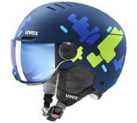 uvex Unisex-Kids, rocket jr visor ski helmet, blue puzzle matt, 54-58 cm