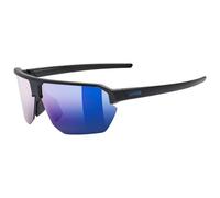 Uvex vective - versatile, robust sports sunglasses with filter category 3 and 100% UVA, UVB and UVC protection for adults - black matte/mirror blue - one size