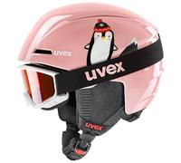 uvex viti set - ski helmet & ski goggles for kids - lightweight - 100% UVA-, B, C protection - pink penguin - 46-50