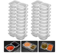 UVHJW 20 Set Reusable Snack Containers, 2-Compartment Dipping Containers with Lid for Refrigeration, Portion Control, Outdoor Takeaway Sauce Dip Case