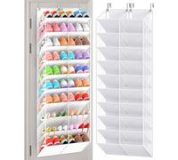 UVIAHOMI 20-30 Pairs Over the Door Shoe Organizer, Clear Pockets Hanging Shoe Storage for Closet, 10-Tier Door Shoes Rack, Handing Shoes Holder Fit All the Family's Sneakers, Boots, Heels, White