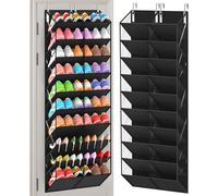 UVIAHOMI 20-30 Pairs Over the Door Shoe Organizer, Clear Pockets Hanging Shoe Storage for Closet, 10-Tier Door Shoes Rack, Handing Shoes Holder Fit All the Family's Sneakers, Boots, Heels, Black