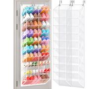 UVIAHOMI 30 Over the Door Shoe Organizer Large Mesh Pocket Hanging Shoe Rack for Closet (White & Clear)