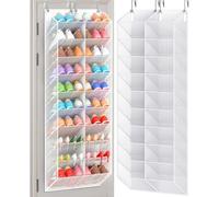 UVIAHOMI 30 Pairs Over the Door Shoe Organizer, Breathable Mesh Pocket Hanging Shoe Storage for Closet, 10-Tier Door Shoes Rack, Handing Shoes Holder Fit All the Family's Sneakers, Boots, Heels, White