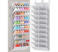 UVIAHOMI 30 Pairs Over the Door Shoe Organizer, Clear Pockets Hanging Shoe Storage for Closet, 10-Tier Door Shoes Rack Storage Fit All the Family's Sneakers, Boots, Heels, Light Grey