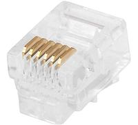 Uvital 100 Pack RJ12 6P6C Plug, Transparent Telephone Jack Flat Cable Modular Plug Connector Clear Line Snap-in Crimp-On Plugs