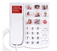 Uvital Corded Landline Phones for Elderly with One-Touch Speed Dialling | Desk Telephone for Seniors with Hands-Free, Volume Control and Redial, Big Button Telephone for Home/Hotel/Office