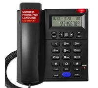 Uvital Desktop Landline Phones, Black Telephone with LCD Display | Corded Desktop Telephone for Home/Office/Hotel,Caller ID-Ringer, Volume Hands Free, Easy to Use