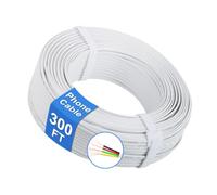 Uvital Phone Cable 300FT, Phone Extension Cord, 4-Core Copper Wire, White | 4x1/0.4mm 26 AWG, Flat Phone Line Cord Compatible with RJ11 Jack for Landline and Modem (100m)