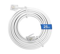 Uvital Phone Extension Line, 25 FT White Telephone Extension Line Cord Cable Wire,RJ11 6P4C Phone Cord for Landline/Fax Machine/Home/Office