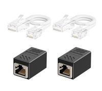 Uvital Phone Jack to Ethernet Adapter, RJ11 to RJ45 Adapter, RJ45 Female to RJ11 Male for Landline Telephone, with RJ45 to RJ11 Cable (Black&White,2 Pack)