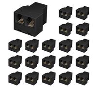 Uvital RJ12 6P6C 3 Female Telephone Line Splitters, Phone Jack Splitter, Telephone Landline Cable Connector and Separator(Black, 20 Pack)