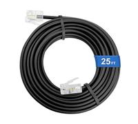 Uvital Telephone Extension Line Cord Cable Wire, 25 FT Black Phone Extension Line, RJ11 6P4C Phone Cord for Landline/Fax Machine