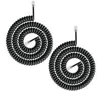 Uvital Telephone Phone Handset Cable Cord, Coiled Length 1.2 to 10 Feet Uncoiled Landline Phone Handset Cable Cord RJ9/RJ10/RJ22 4P4C(Black,2 PCS)
