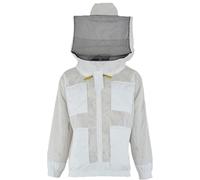 UVJRVG Unisex Bee Protection 3 Layers Ultra Ventilated Safety Protective White Beekeeping Jacket Round Veil Jacket With Free Gloves (XL)