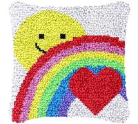 UVOBWXMUC/ Kids DIY Love Pillow Latch Hook Kits for Adults，Cover Beginner Cross Stitch Kits with Preprinted Canvas Crochet Yarn Kits Creative Hand Craft Home Decoration(BZ-101)