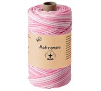Uvolo 3 mm x 100 m Macrame Yarn, Cotton Yarn, Macrame Cord for Crafts, Plant Hangers Colour Gradient, Rainbow Pink