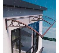 UVProtected Door Canopy 99% UV Shield 4 Colors Transparent Polycarbonate & Aluminum Awning Modern Design for Front Door 120x100cm (47"x39") Brown