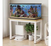 UVPSJDE Aquarium Stand, Baked Enamel Steel Frame Fish Tank Rack, Open Storage, Strong Load-bearing Capacity, Suitable for Home and Office Landscaping and Decoration(Walnut,30x30cm/11.8x11.8in)