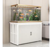 UVPSJDE Fish Tank Stand with Storage Cabinet, Floor-standing Reptile Aquarium Stand, Carbon Steel Frame Structure, Eco-friendly Board Material, for Home/Office/Pet Shop(White,90x40cm/35.4x15.7in)