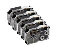 UVQAPXWD 3/5PK 9/12mm XR12WE Compatible With Printer Supplies Label Printer Models XR-12WE XR-12YW XR-9WE XR-9YW XR-12X KL-60 KL-60SR KL-100(5PK Gold on Black)