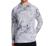 UVSAI Men’s UPF 50+ Hoodie Shirt Long Sleeve Permanent UV Sun Protection Vented Tee Performance for Outdoor Hiking Fishing, Black Splash Ink Camo, XL