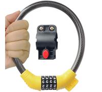 UVTQSSP 15.7" Bike Cable Lock 4-Digit Resettable Kids Bike Lock Combination Bike Cable Locks 0.43“ Diamete Bike Locks Anti Theft E-Scooter Lock with Mount for Bikes E-Bike Steel PVC Yellow&Black