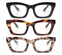UVTQSSP 3 Pack Reading Glasses for Women Blue Light Blocking Stylish Oversized Computer Readers (Black/Brown Tortoise/Grey Tortoise, 2.5, x)