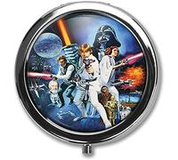 UVUBXT Wars Custom Round Silver Pill Box Pocket Medicine Tablet Holder Organizer Case, 3 Compartments, 2.1 x 2.1 x 0.2 Inch