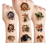 UVUXO 10 Sheets Animal Temporary Tattoo Sheets for Kids Body Arm Shoulder Tattoos Cute Animal Tattoos Birthday Party Supplies Gifts for Kids