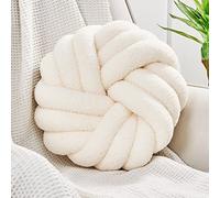 Uvvyui Knot Pillows, 14 Inch Decorative Throw Pillows Round Pillows Cushion, Soft Handmade Knotted Ball Pillow Plush Cushion Home Decor for Bed Couch Living Room (Ivory, 14 Inch)