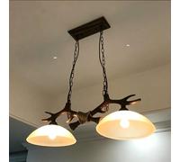 UVWHYZ Ceiling Lights Two Flame Long Resin with Artificial Antler Decor, Ceiling Light in American Style for Dining Table LED Creative Chandelier,Dunkelbraun