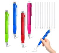 Uvwxba 4Pcs Extra Large Ballpoint Pens with 10PCS Refills Easy Grip Jumbo Pen Black Ink Fat Pens for Enhanced Writing Stability (Green+Red+Pink+Blue)